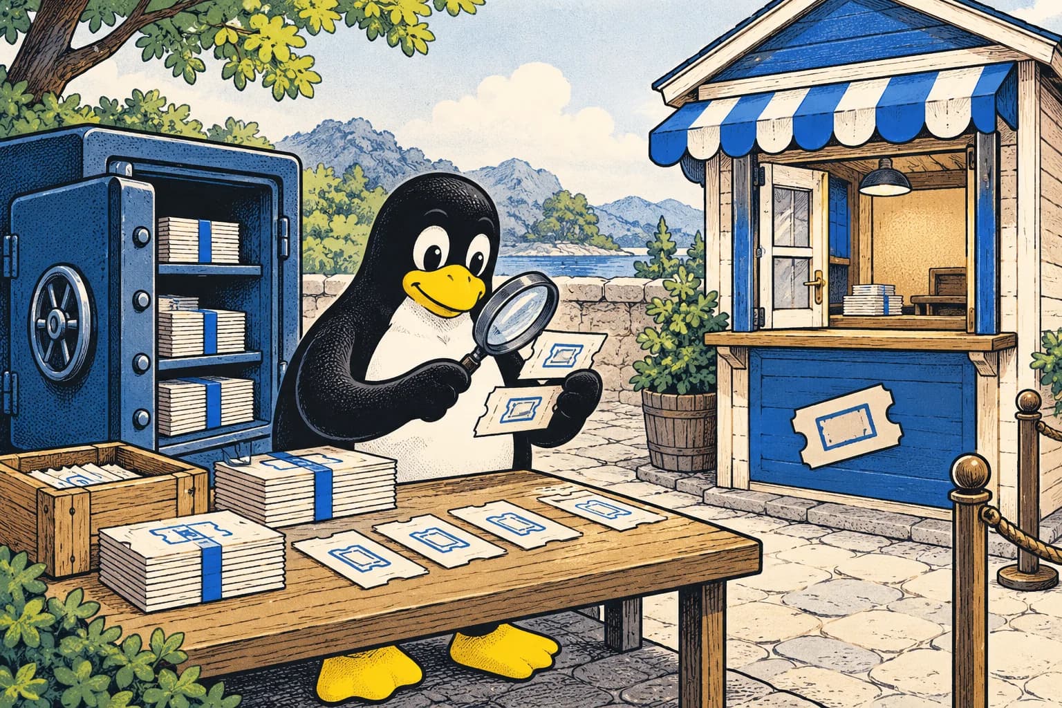 Tux comic illustrating data integrity and recovery.