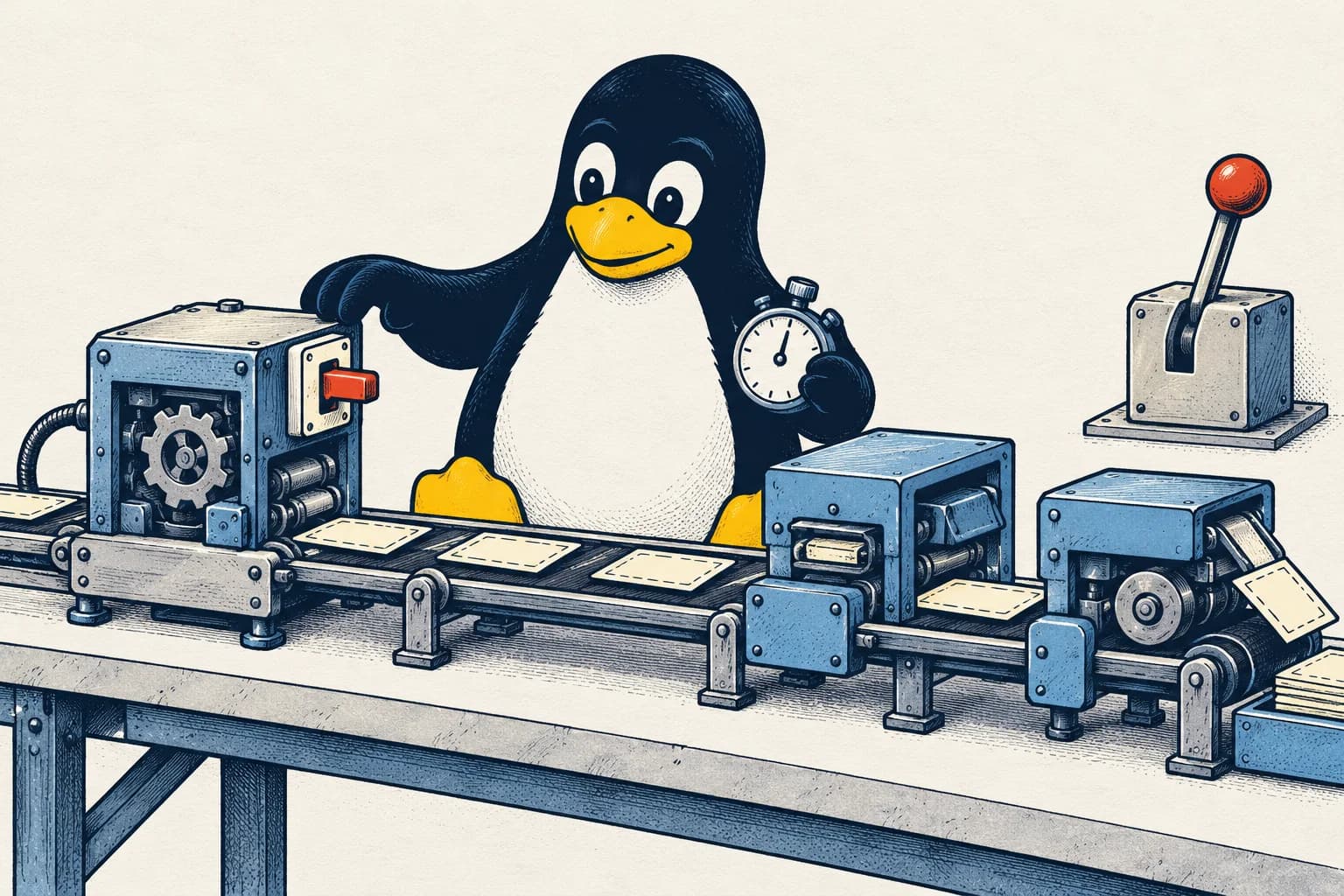 Tux comic illustrating testing for reliability.