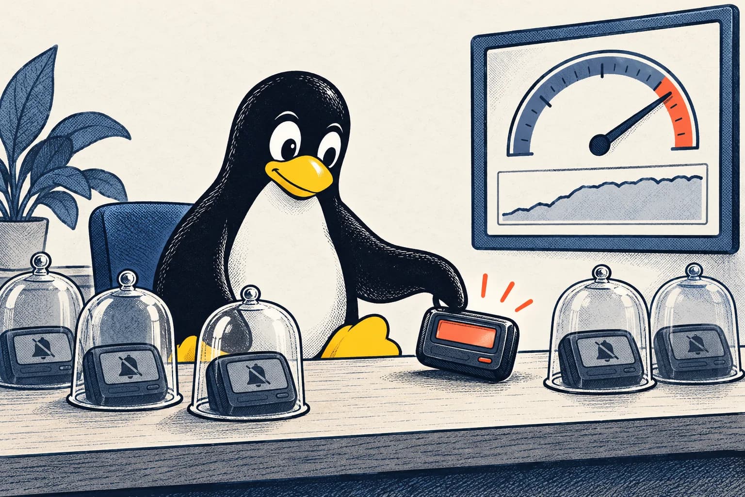 Tux comic illustrating actionable alerting.