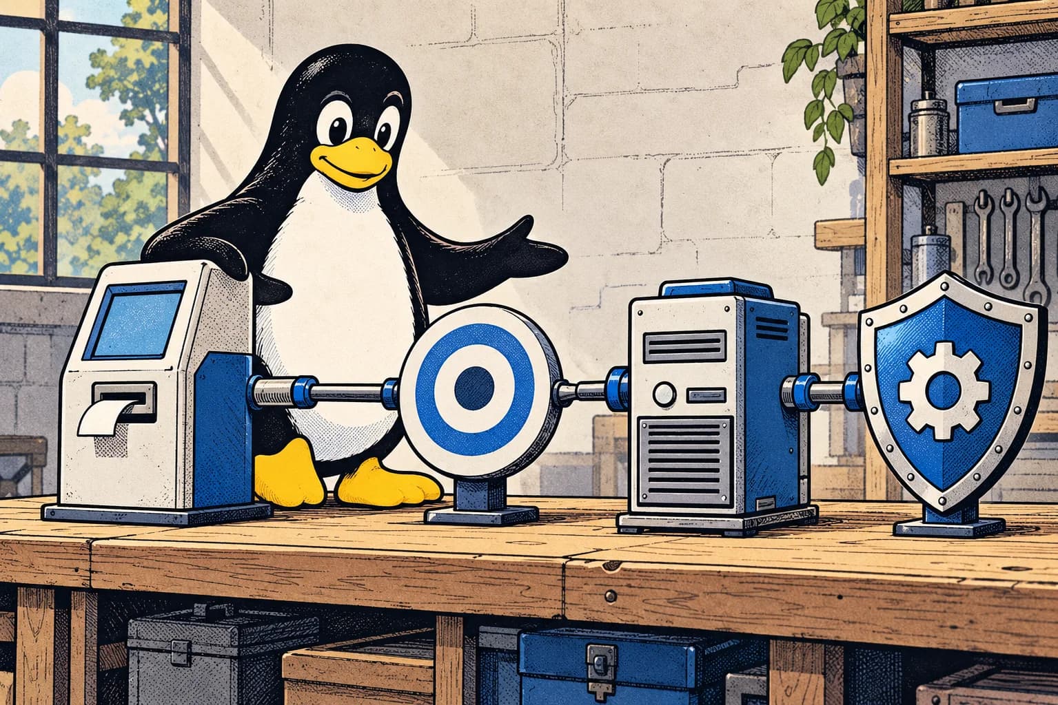 Tux comic illustrating reliability interview capstone.