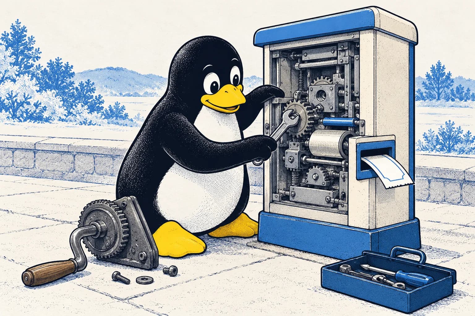 Tux works on a ticket service.