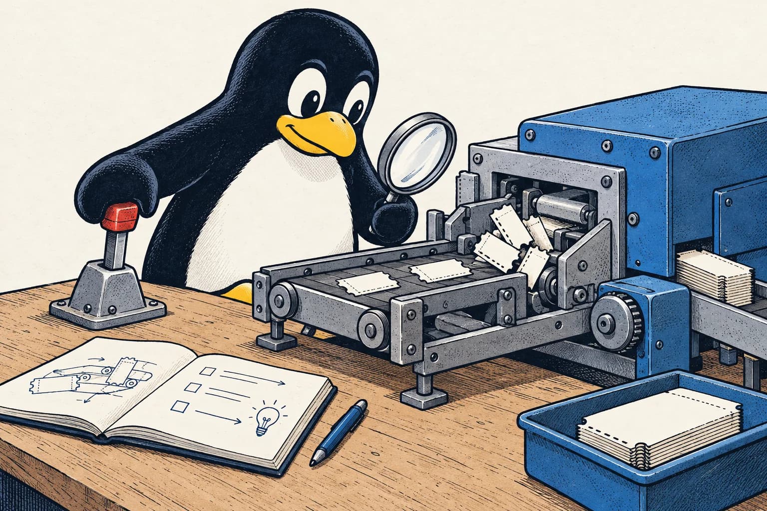 Tux comic illustrating on-call and troubleshooting.